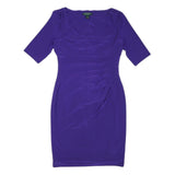 LAUREN RALPH LAUREN Womens Purple Day Polyester Blend Sheath Dress UK 8 Elegant
