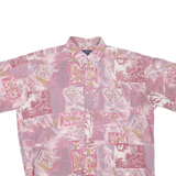 COTTON TOWN Mens Pink Pattern XL Short Sleeve Cotton Blend Shirt Relaxed Fit