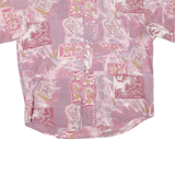 COTTON TOWN Mens Pink Pattern XL Short Sleeve Cotton Blend Shirt Relaxed Fit