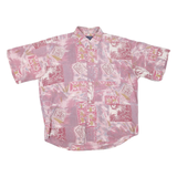 COTTON TOWN Mens Pink Pattern XL Short Sleeve Cotton Blend Shirt Relaxed Fit