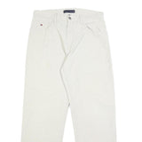 TOMMY HILFIGER Mens Cotton White Regular Straight Trousers W29 L29 Casual Zip
