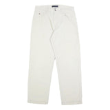 TOMMY HILFIGER Mens Cotton White Regular Straight Trousers W29 L29 Casual Zip