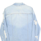 FASHION NOVA Womens Blue Denim Jacket XL Cotton Distressed Button Fastening Long