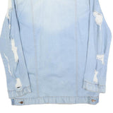 FASHION NOVA Womens Blue Denim Jacket XL Cotton Distressed Button Fastening Long