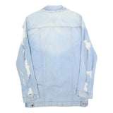 FASHION NOVA Womens Blue Denim Jacket XL Cotton Distressed Button Fastening Long