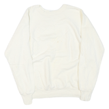 Womens White Crew Neck Pullover Sweatshirt Plain Casual Comfort M Long Sleeve