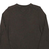 TOMMY HILFIGER Mens Brown Plain Cotton Blend Pullover V-Neck Jumper S