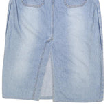 BIAGGINI Womens Blue Denim Straight Knee Length Cotton Blend Skirt L Casual