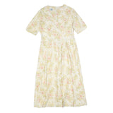 LAURA ASHLEY Womens Cream & Pink Floral Fit & Flare Cotton Blend Midi Dress UK
