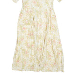 LAURA ASHLEY Womens Cream & Pink Floral Fit & Flare Cotton Blend Midi Dress UK
