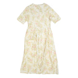 LAURA ASHLEY Womens Cream & Pink Floral Fit & Flare Cotton Blend Midi Dress UK