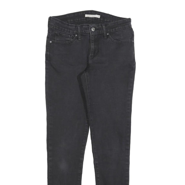 LEVI'S 711 Womens Slim Black Denim Raw W28 L32 Skinny Stretch Jeans