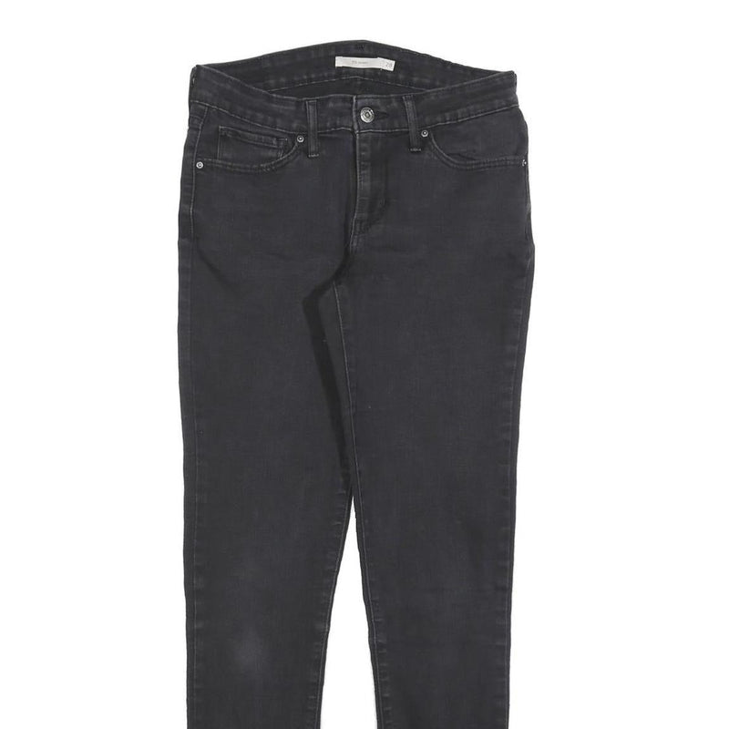 LEVI'S 711 Womens Slim Black Denim Raw W28 L32 Skinny Stretch Jeans