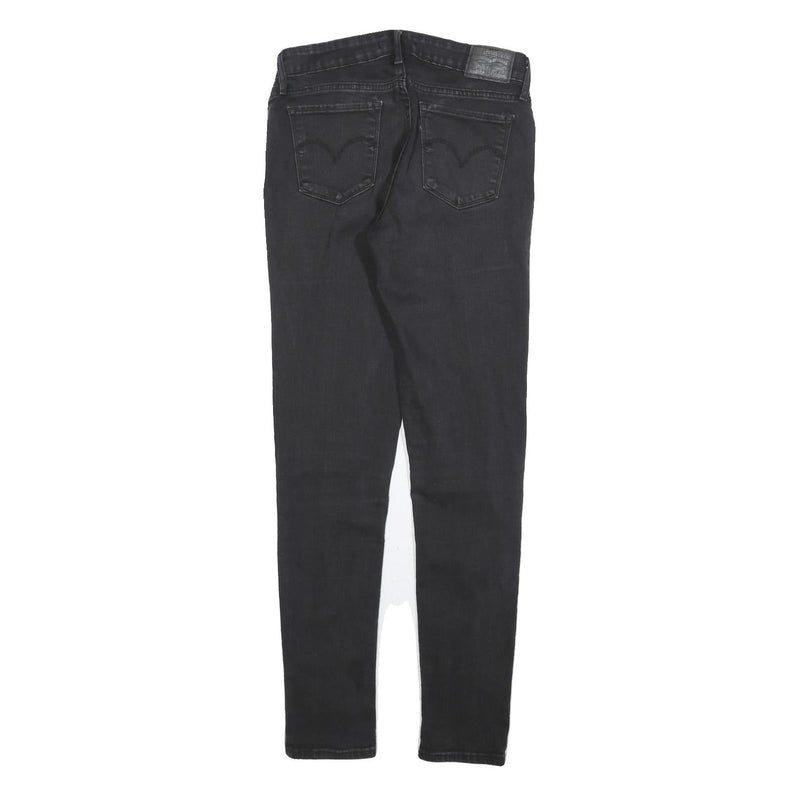 LEVI'S 711 Womens Slim Black Denim Raw W28 L32 Skinny Stretch Jeans