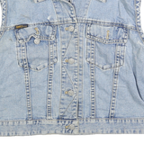 DKNY Womens Blue Denim Button Cotton Sleeveless Jacket M Classic Vest