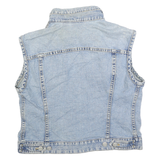 DKNY Womens Blue Denim Button Cotton Sleeveless Jacket M Classic Vest