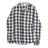 CITY LIFE Mens Black & White Check Shirt M Casual Cotton Blend Long Sleeve
