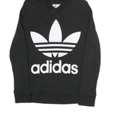 ADIDAS Womens Black Hoodie UK 6 Cotton Blend Pullover Large Logo Hooded