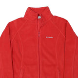 COLUMBIA Womens Red Zip Jacket L Polyester Blend Plain Outdoor Casual Warm