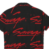 BLACK SQUAD Mens Black & Red Savage Print Shirt S Cotton Button Classic Casual