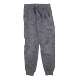 CHAPTER Boys Cotton Blend Grey Slim Drawstring Cargo Trousers W26 L30 Casual