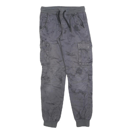 CHAPTER Boys Cotton Blend Grey Slim Drawstring Cargo Trousers W26 L30 Casual