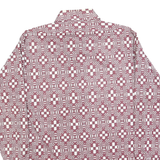 JC PENNY Mens Burgundy & White Check Rayon Shirt M Long Sleeve Casual