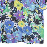 HARDOB Womens Blue Green Floral Printed Top Short Sleeve Round Neck UK 14