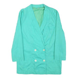 Womens Turquoise Button Cotton Blend Jacket S Plain Casual Light Outerwear