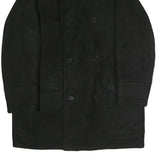 Mens Black Long Sleeve Button Jacket Polyester Classic Coat L Plain Warm