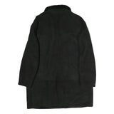 Mens Black Long Sleeve Button Jacket Polyester Classic Coat L Plain Warm