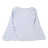 ZARA Womens Blue & White Printed Top Bell Sleeve V-Neck Size M Summer Style