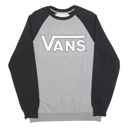 VANS Mens Grey & Black Sweatshirt Crew Neck M Cotton Blend Casual Pullover