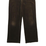 Womens Velvet Joggers Brown L W28 L32 Relaxed Straight Fit Comfortable Trousers
