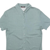 ERFOLG Womens Green & White Polka Dot Shirt Short Sleeve Collared M Button Front