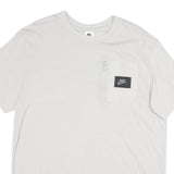 NIKE Mens White L Cotton Blend T-Shirt Short Sleeve Crew Neck Pocket Sports