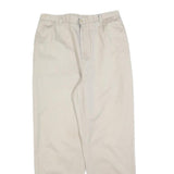 LANDS END Womens Cotton Blend Beige Relaxed Straight Trousers W30 L30 Casual