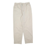 LANDS END Womens Cotton Blend Beige Relaxed Straight Trousers W30 L30 Casual