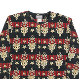 BORA BORA Womens Black & Red Printed Top Long Sleeve Round Neck L