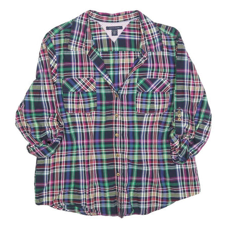 TOMMY HILFIGER Womens Blue Green Red Check Shirt Long Sleeve Collared XL Casual
