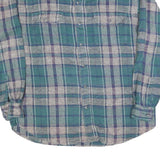 NORTHERN REFLECTIONS Mens Green & Grey Check Shirt M Cotton Blend Button Long