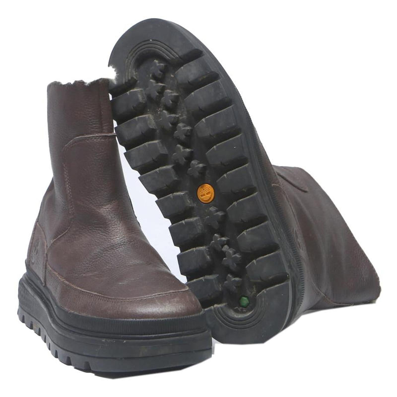 TIMBERLAND Womens Ankle Boots Brown Leather UK 4 Comfortable Warm Casual