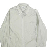 LACOSTE Mens White & Grey Shirt M Cotton Button-Down Collar Long Sleeve Classic