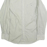 LACOSTE Mens White & Grey Shirt M Cotton Button-Down Collar Long Sleeve Classic
