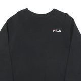 FILA Mens Black Cotton Crew Neck S Sweatshirt Logo Embroidered Casual