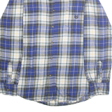 CHAPS Mens Blue & White Plaid Cotton Flannel Shirt M Casual Stylish Button-Down