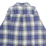 CHAPS Mens Blue & White Plaid Cotton Flannel Shirt M Casual Stylish Button-Down
