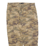 ZARA Womens Cotton Blend Camouflage Slim Tapered Trousers W34 L25 Casual