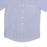 PIERRE CARDIN Mens Blue Striped Shirt M Cotton Blend Regular Fit Casual Summer