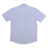 PIERRE CARDIN Mens Blue Striped Shirt M Cotton Blend Regular Fit Casual Summer